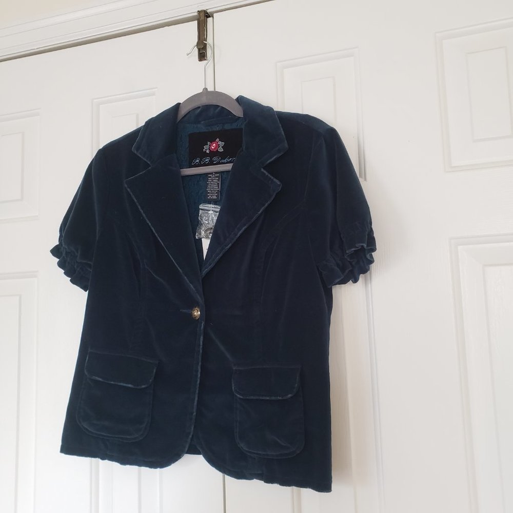 NWT BB Dakota Velvet Blazer - Size L- Jewel tone short sleeve jacket - Picture 5 of 13